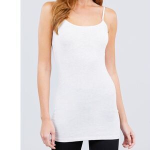 Basic Layering Tank Camisole Longer Length White Size Large